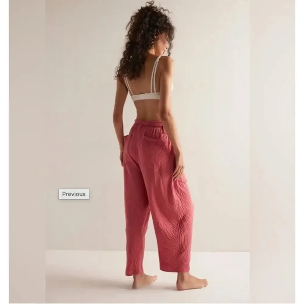 NWOT Free People Intimately Wait A Minute Barrel Pants | Slate Rose | Size S - Picture 2 of 8